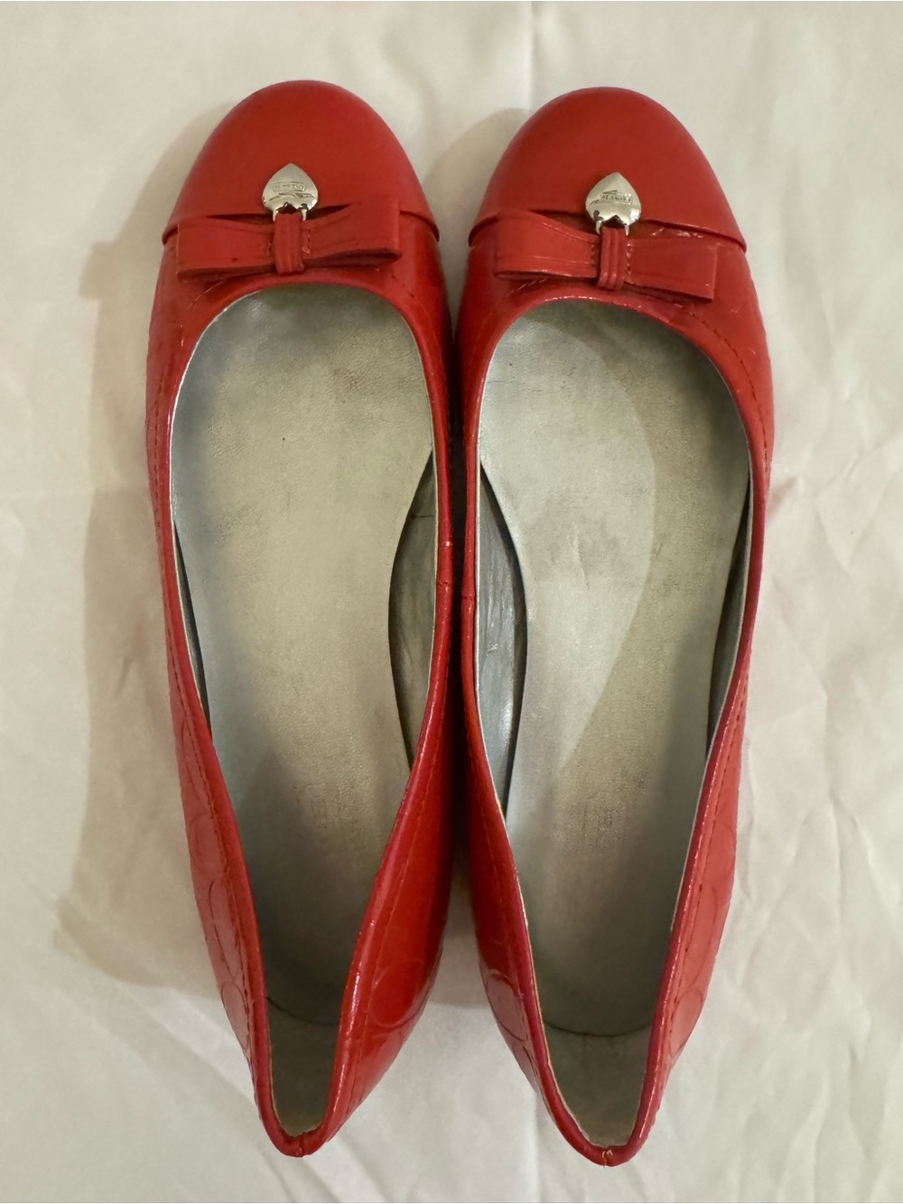 Coach Red Patent Bow Slip-On Ballet Flats